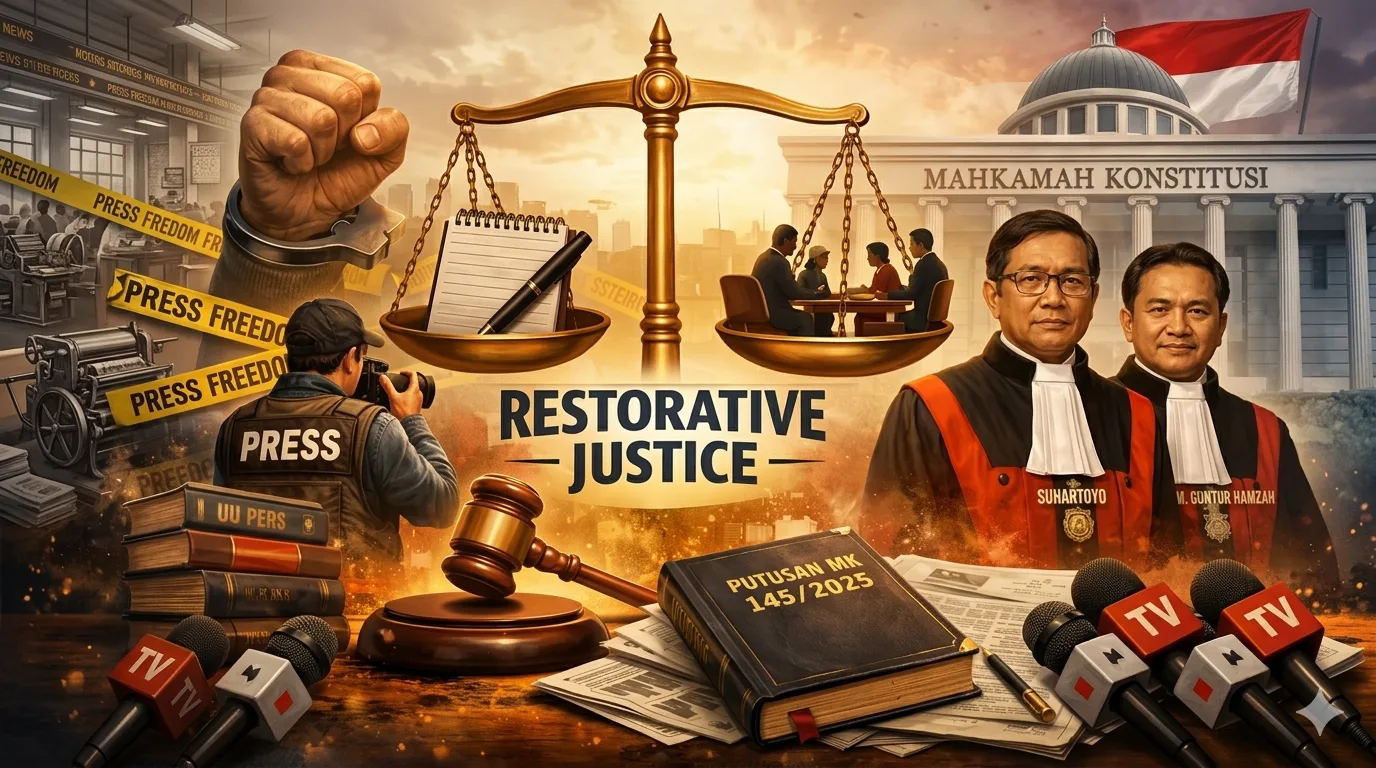 Putusan MK 145/2025: Sengketa Pers Wajib Lewat Restorative Justice, Wartawan Tak Bisa Langsung Dipidana 1 Putusan MK 145/2025: Sengketa Pers Wajib Lewat Restorative Justice, Wartawan Tak Bisa Langsung Dipidana