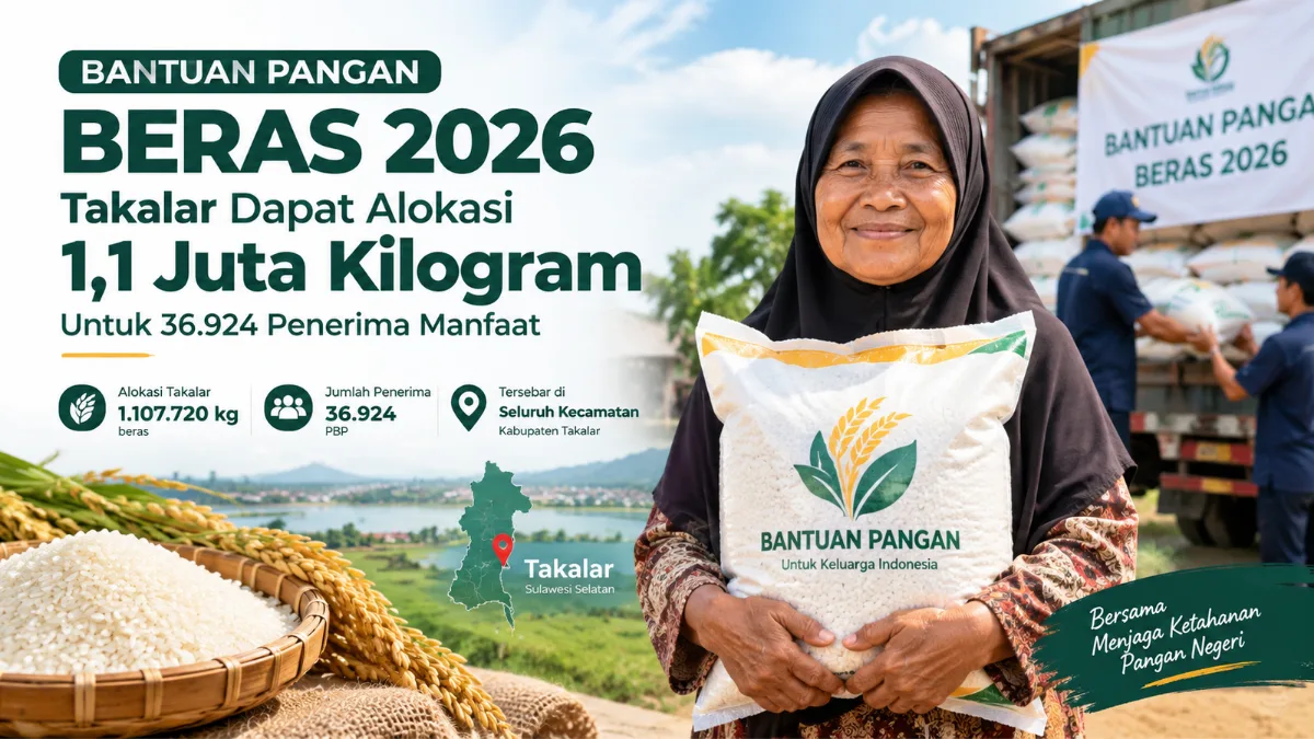 Ilustrasi bantuan pangan beras 2026 untuk penerima di Kabupaten Takalar.